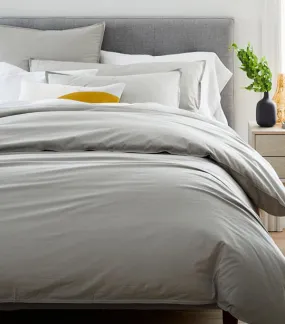 Organic Washed Cotton Percale Duvet Cover and Sham - Pearl Gray