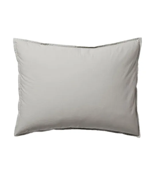 Organic Washed Cotton Percale Duvet Cover and Sham - Pearl Gray