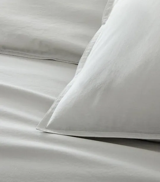 Organic Washed Cotton Percale Duvet Cover and Sham - Pearl Gray