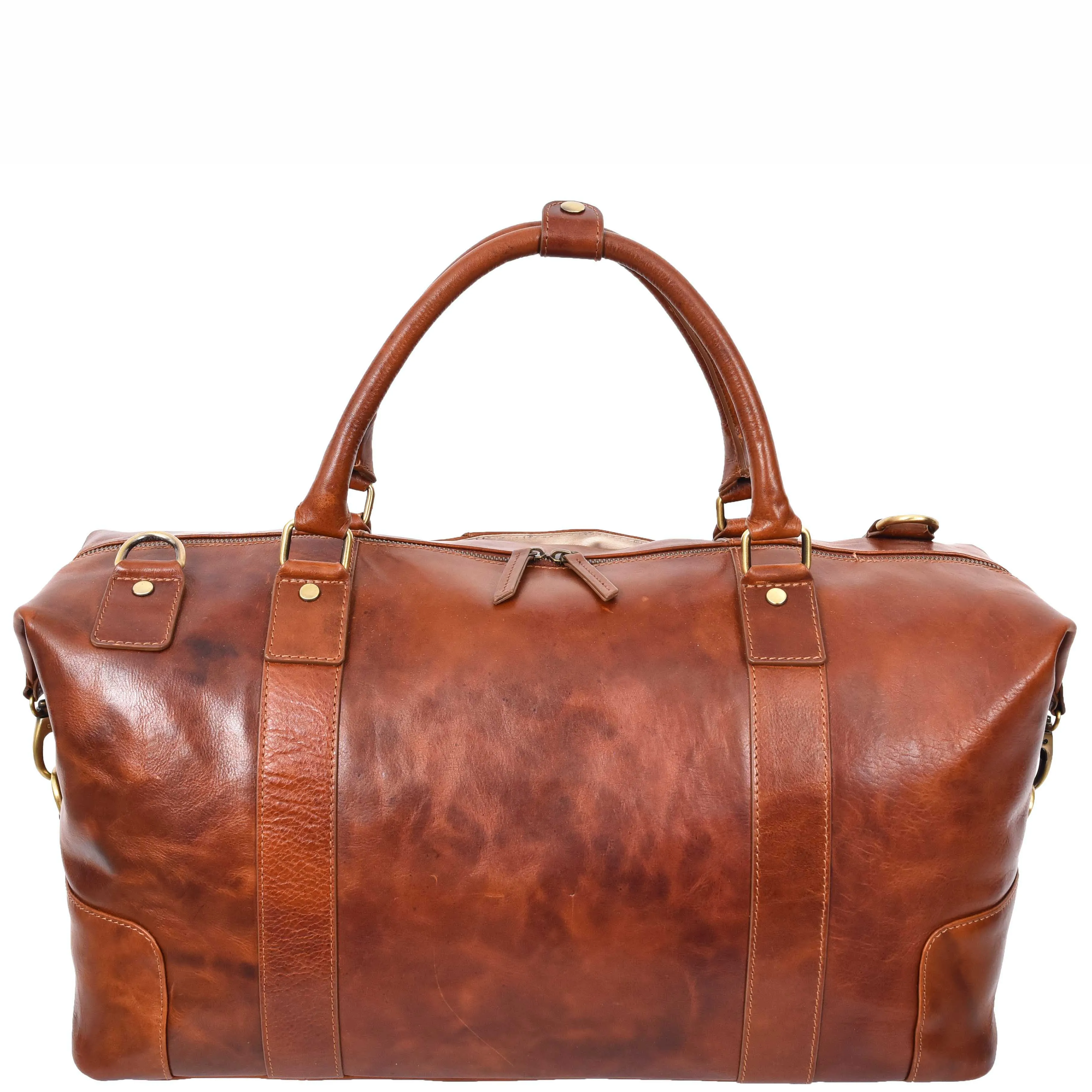 Overnight Weekend Leather Duffle Bag Travel Holdall HOL5002 Cognac