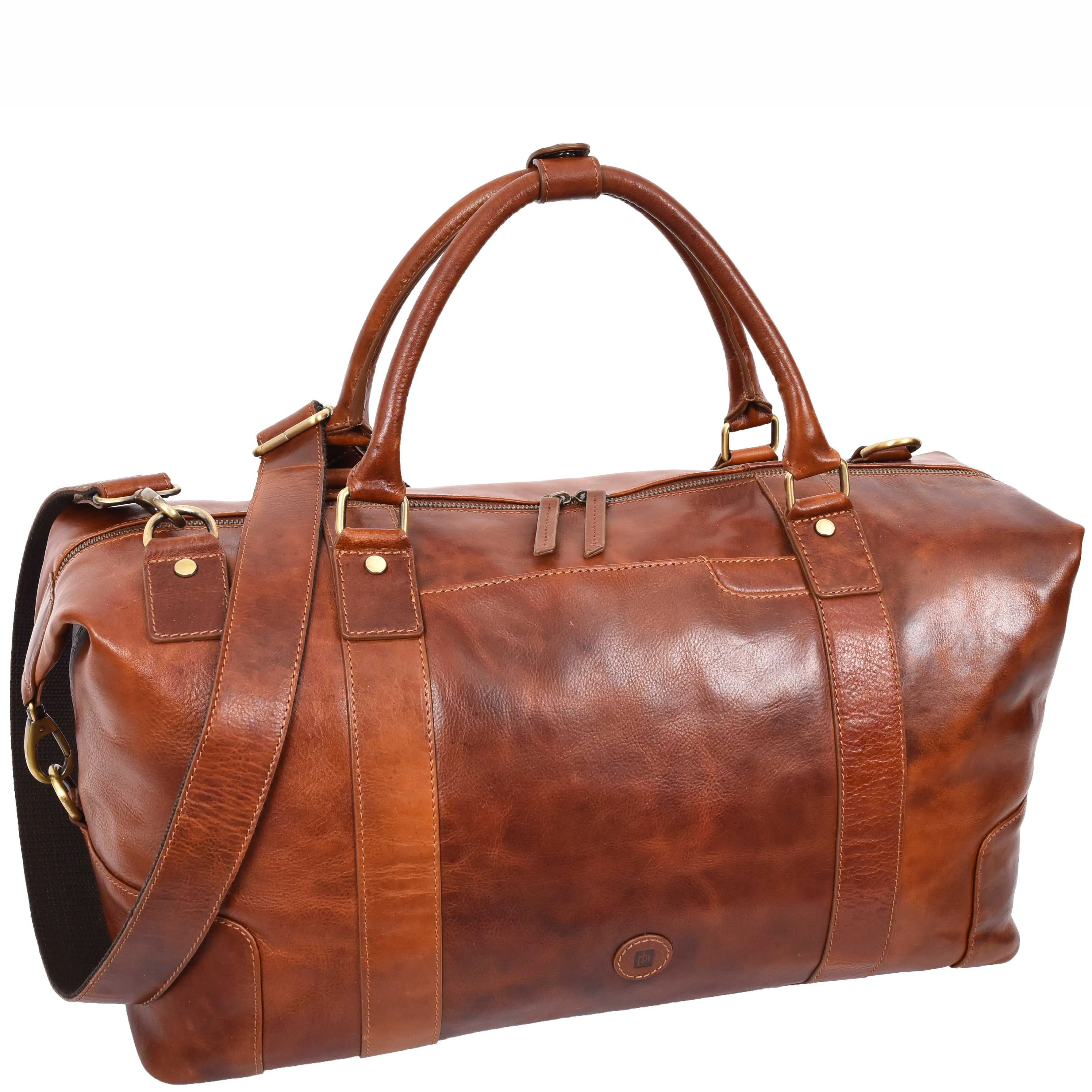 Overnight Weekend Leather Duffle Bag Travel Holdall HOL5002 Cognac