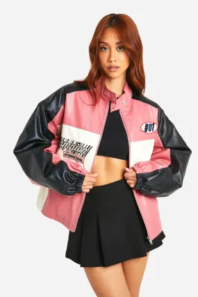 Oversized Faux Leather Moto Jacket