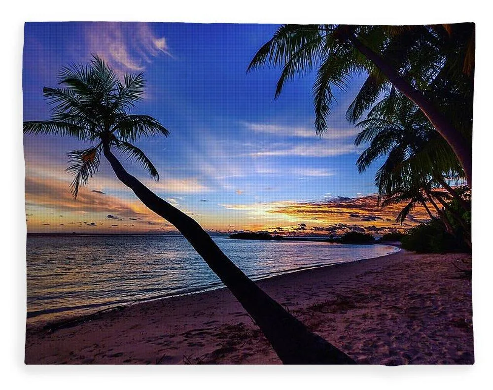 Palm Trees Beach Sunset - Blanket