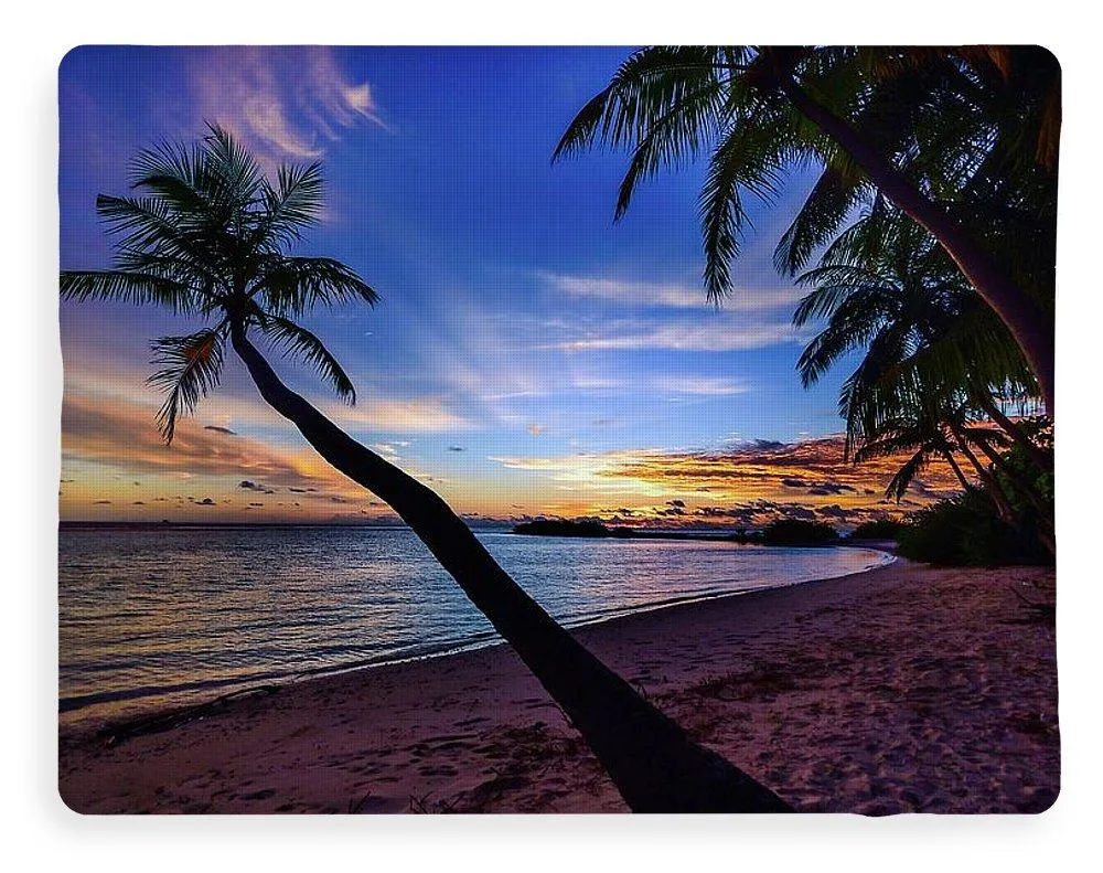 Palm Trees Beach Sunset - Blanket