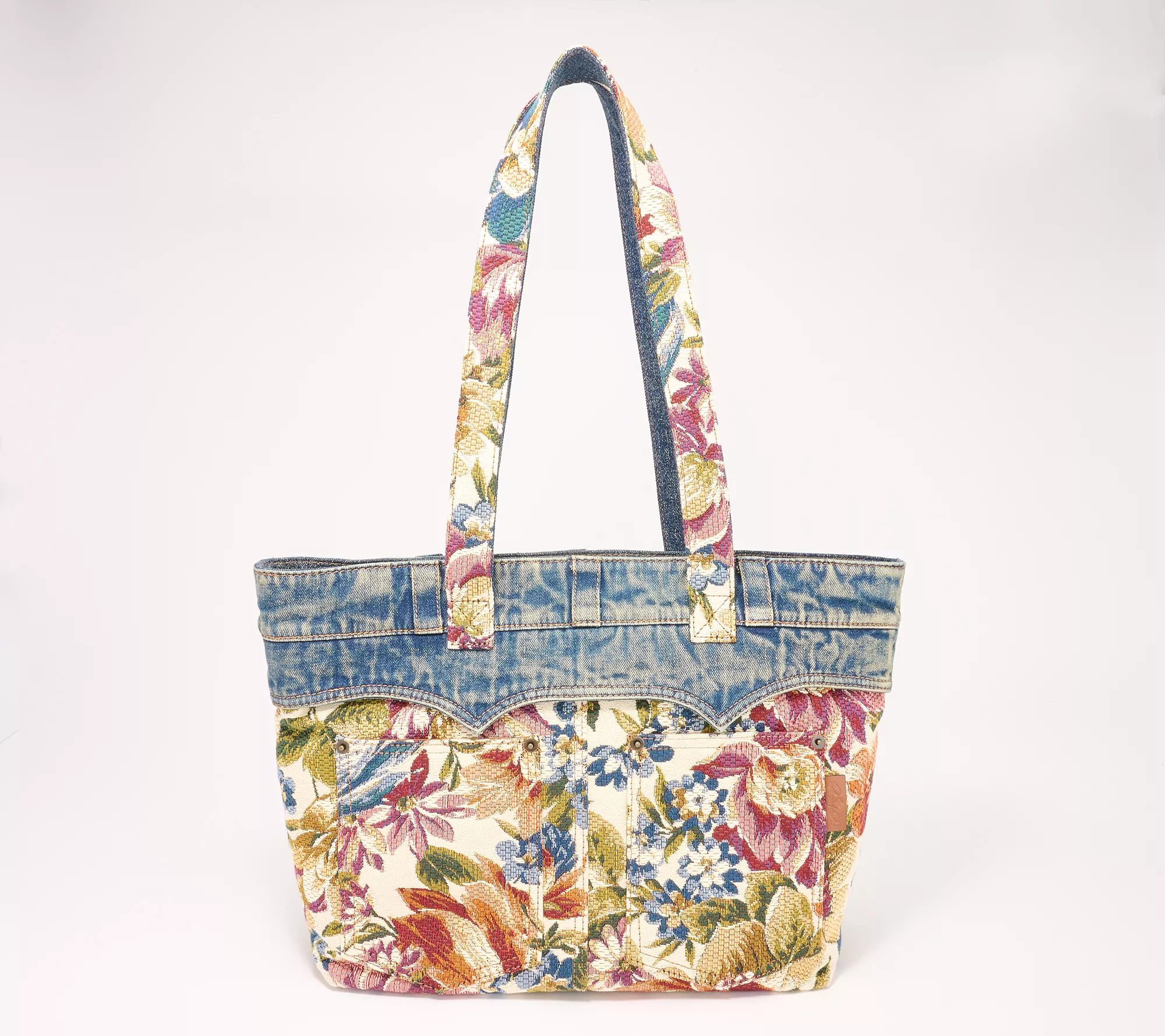 Patricia Nash Denim & Floral Tapestry Ambrose Tote