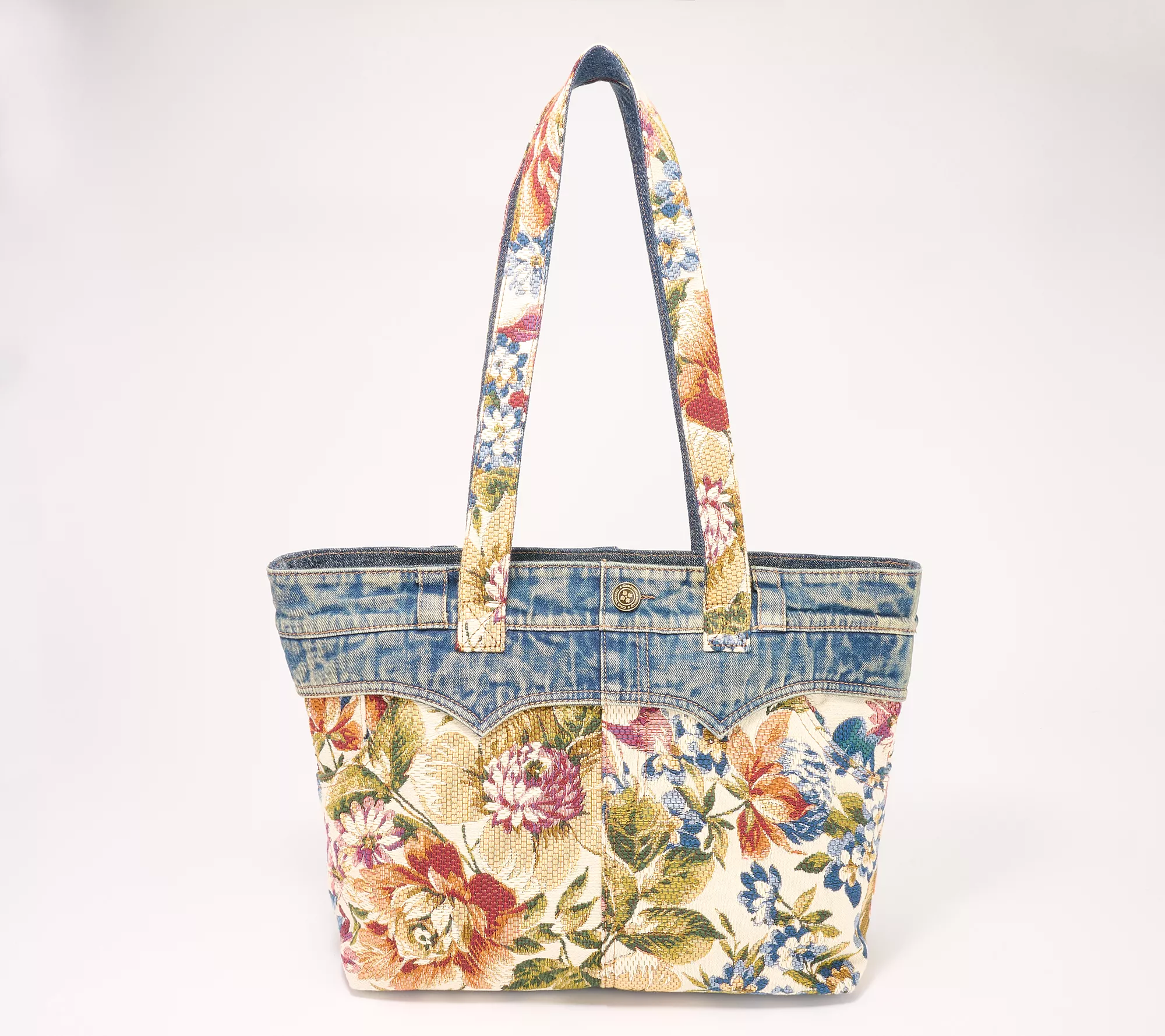 Patricia Nash Denim & Floral Tapestry Ambrose Tote