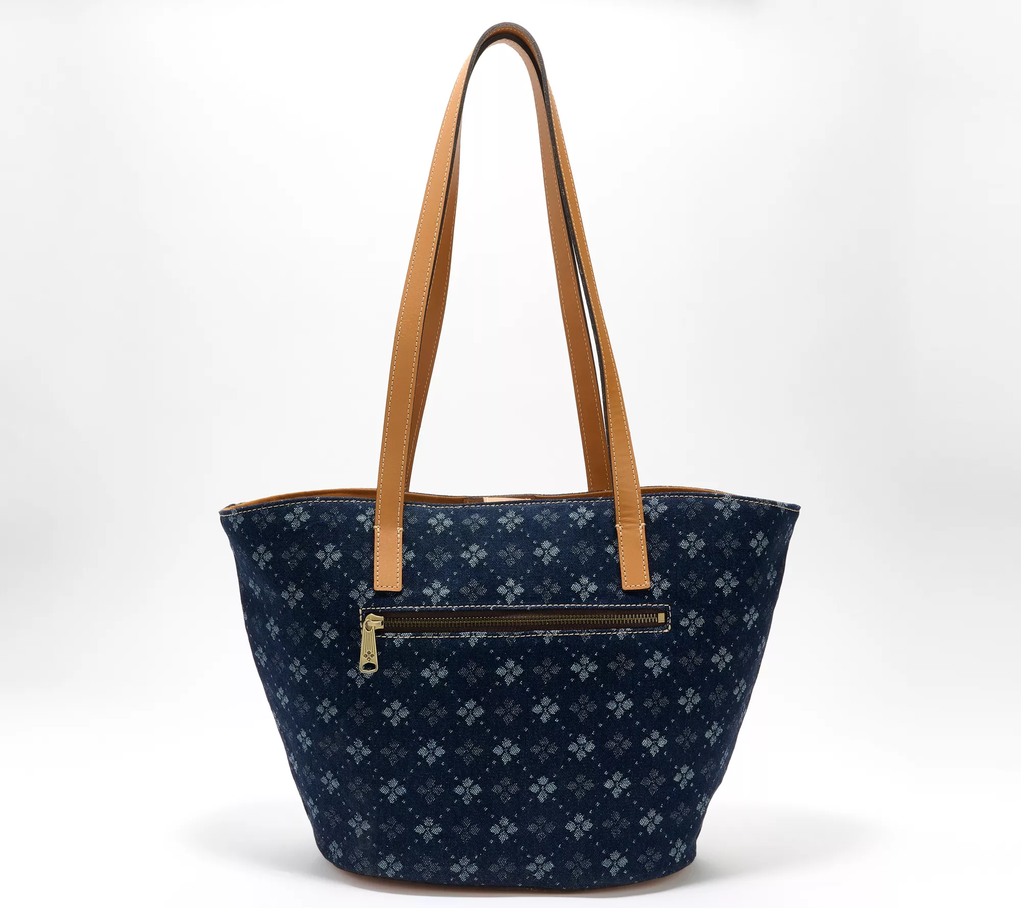 Patricia Nash Denim Marconia Tote with Leather Trim & Turtle Key Fob