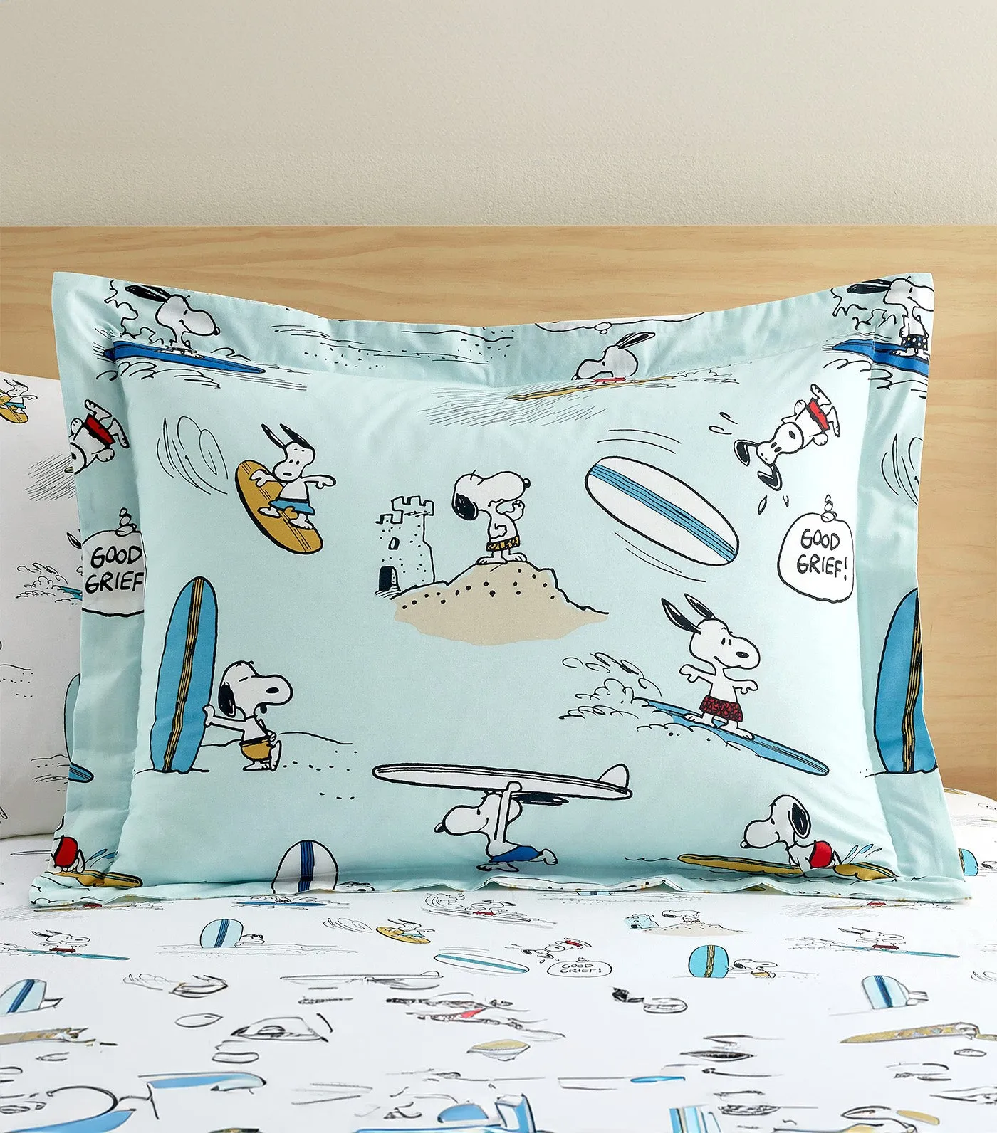 Peanuts Snoopy Surf Organic Duvet Cover and Shams