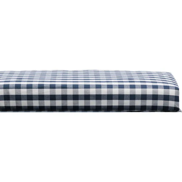 Petite Plume Crib Sheet, Navy Gingham