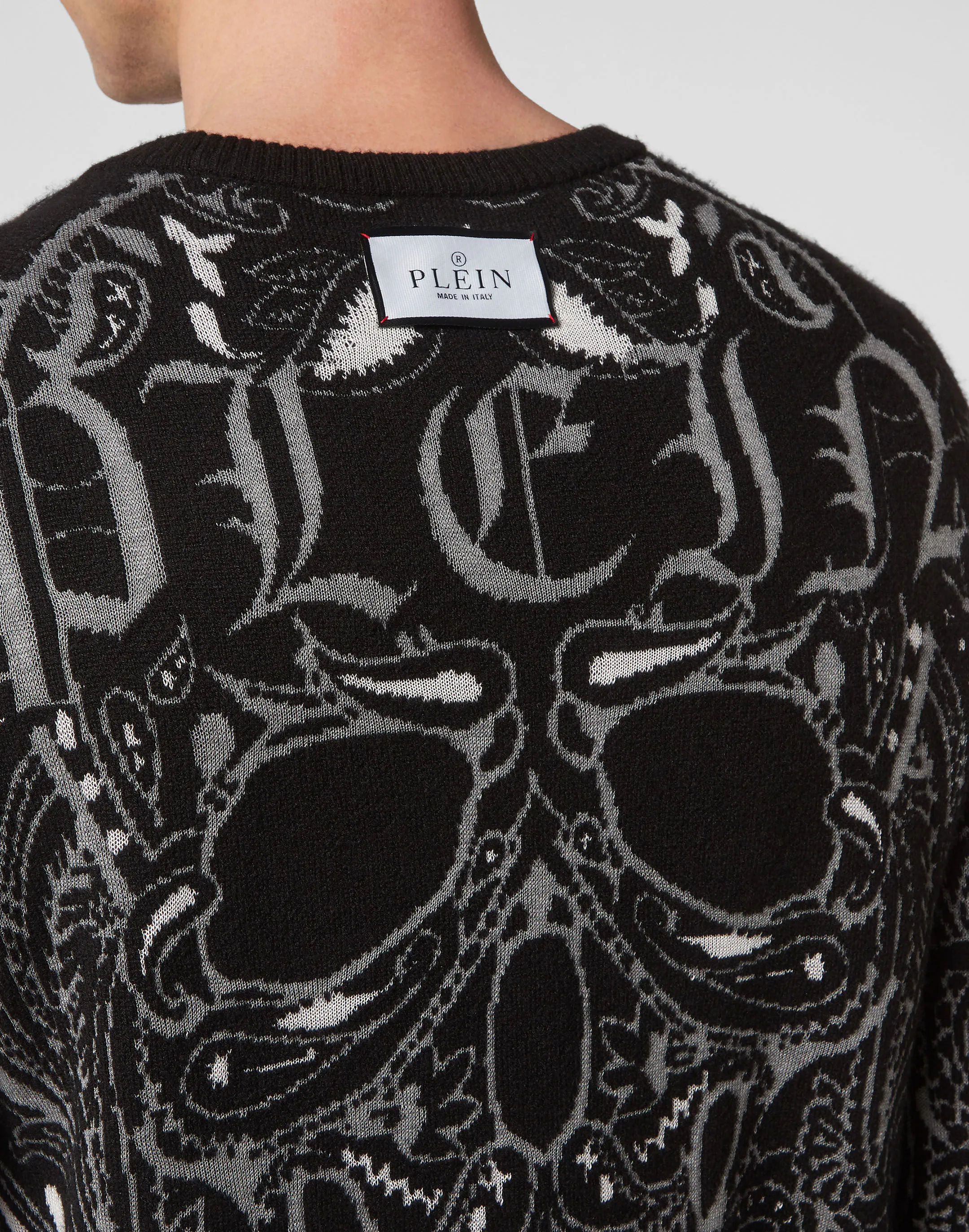 PHILIPP PLEIN Cashmere & Silk Pullover Round Neck LS Paisley Bandana