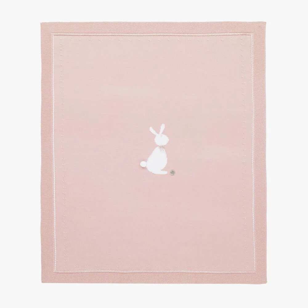 Pink Cotton Knit Bunny Blanket (82cm)