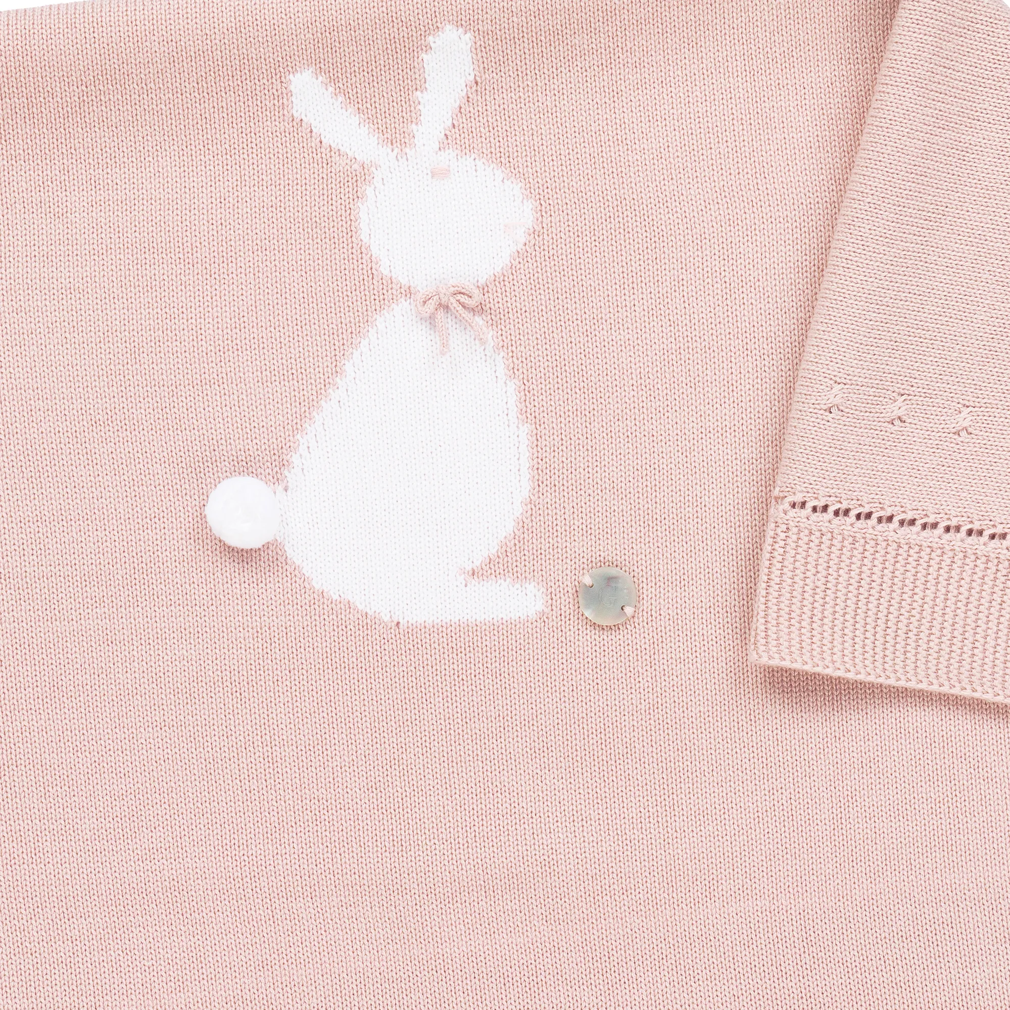 Pink Cotton Knit Bunny Blanket (82cm)