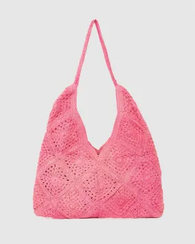 Pink Keira Crochet Shoulder Bag