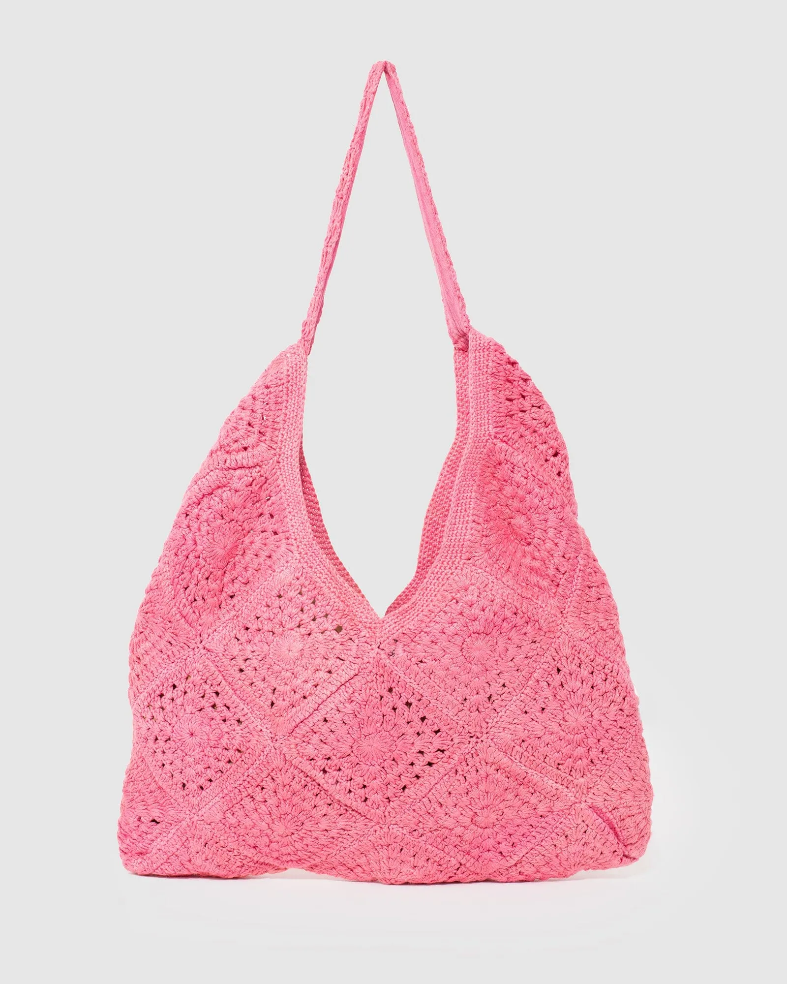 Pink Keira Crochet Shoulder Bag