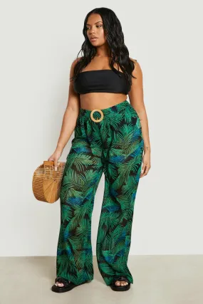 Plus Palm Raffia Buckle Beach Trousers