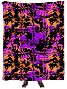 Purple Blackout Rave Glitch Plush Blanket