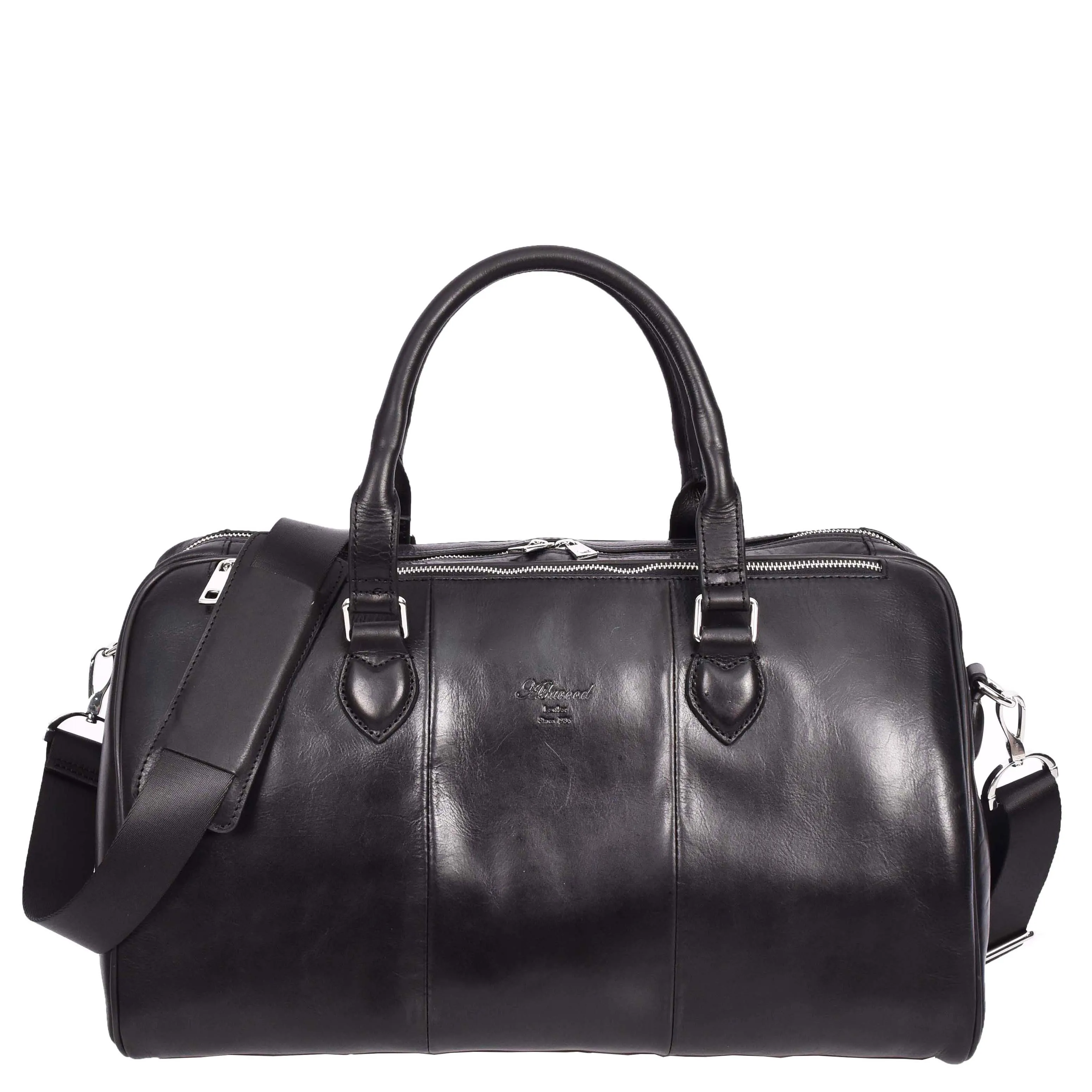 Real Leather Holdall Weekend Carry-on Cabin Size Travel Duffle Bag Cornwall Black