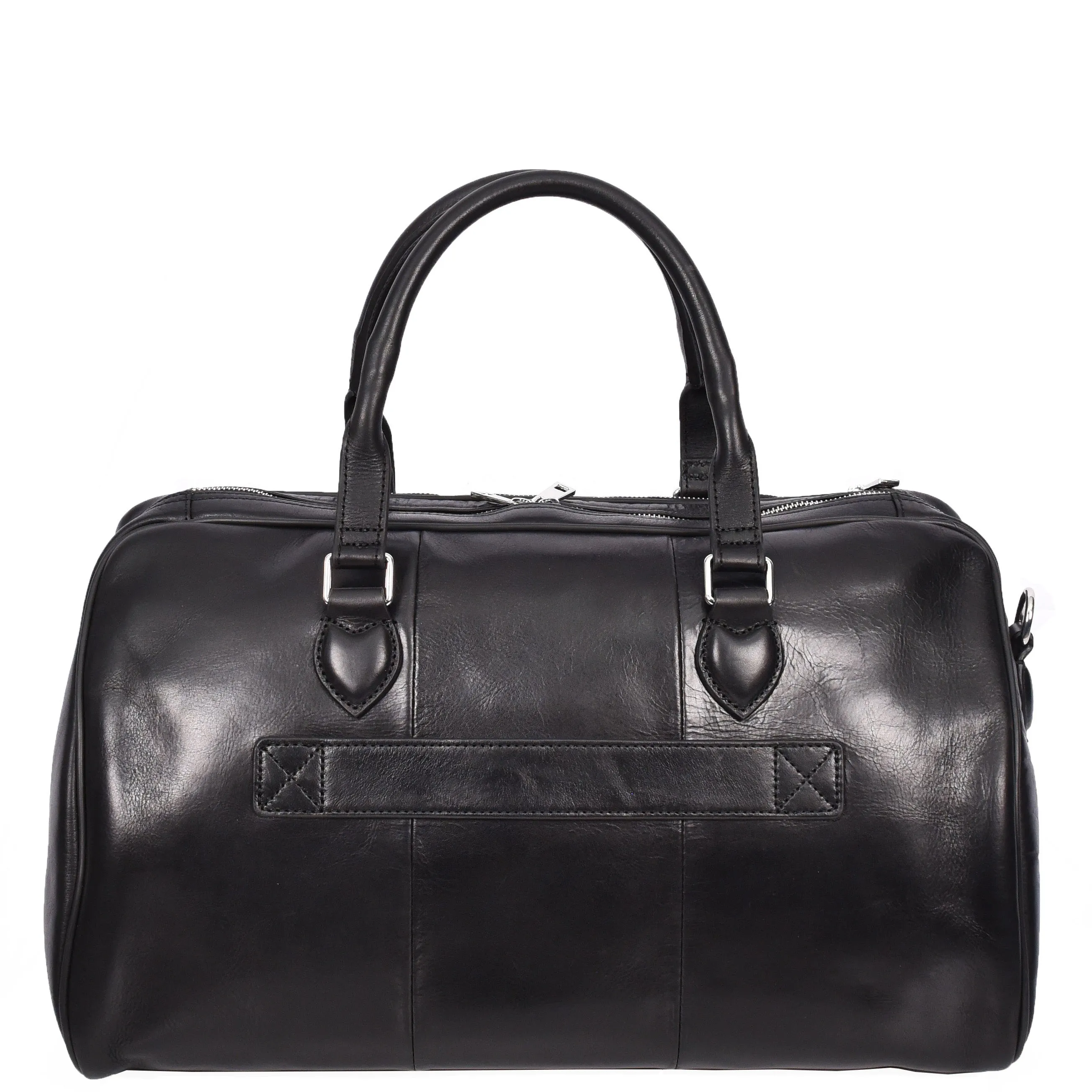 Real Leather Holdall Weekend Carry-on Cabin Size Travel Duffle Bag Cornwall Black