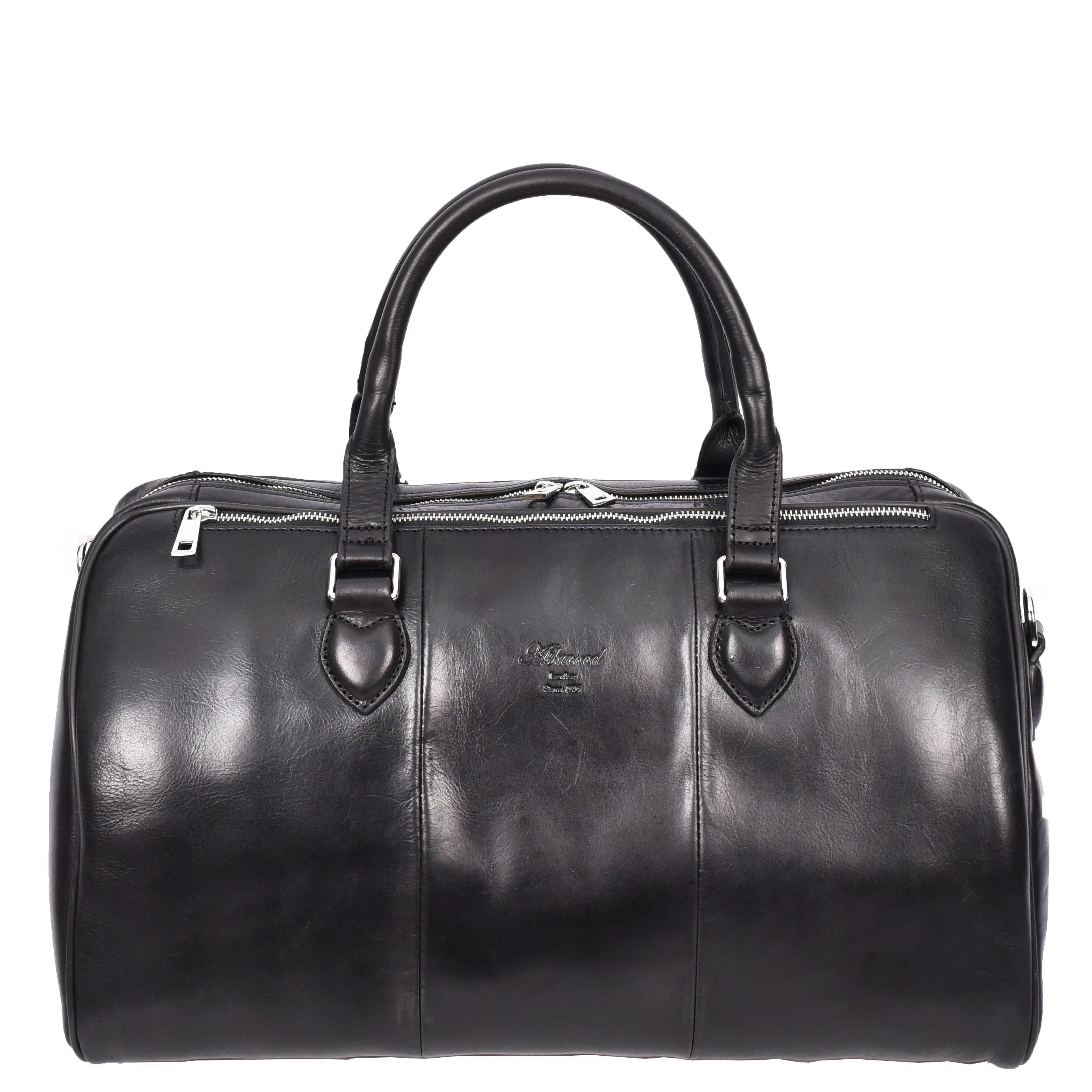 Real Leather Holdall Weekend Carry-on Cabin Size Travel Duffle Bag Cornwall Black