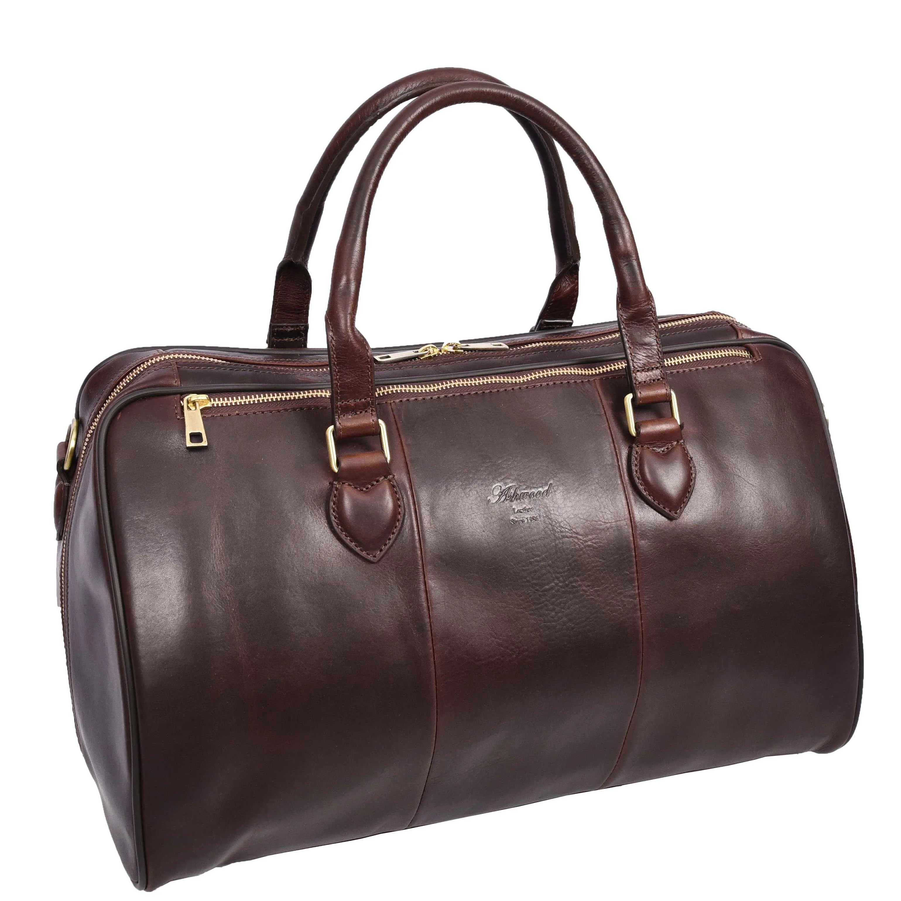 Real Leather Holdall Weekend Carry-on Cabin Size Travel Duffle Bag Cornwall Brown