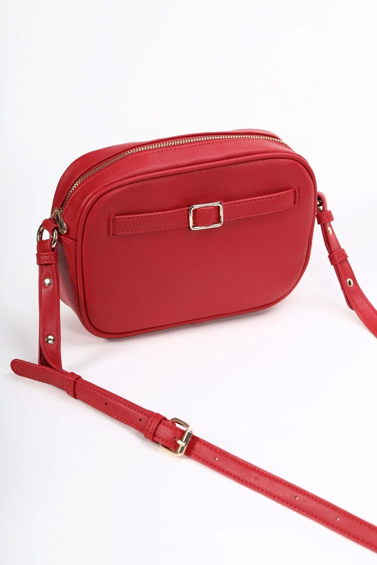 Red Crossbody With Buckle Detail