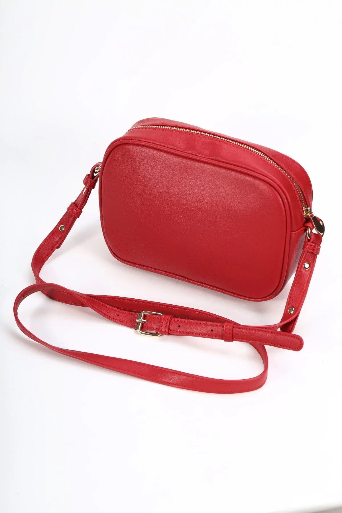 Red Crossbody With Buckle Detail