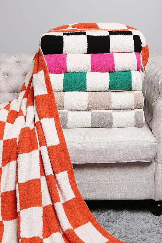 Reversible Checkerboard Patterned Throw Blanket