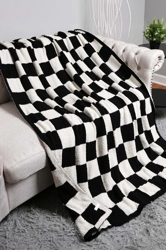 Reversible Checkerboard Patterned Throw Blanket