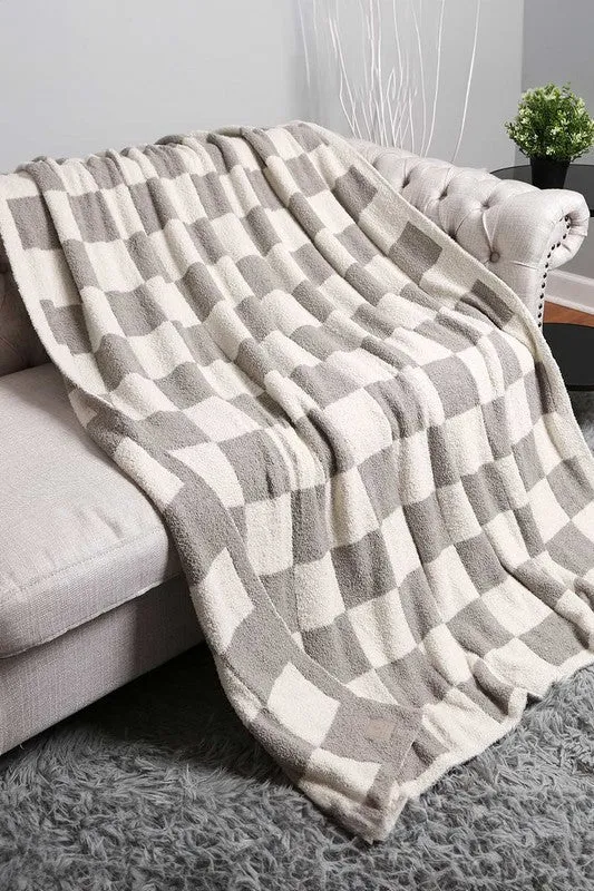 Reversible Checkerboard Patterned Throw Blanket