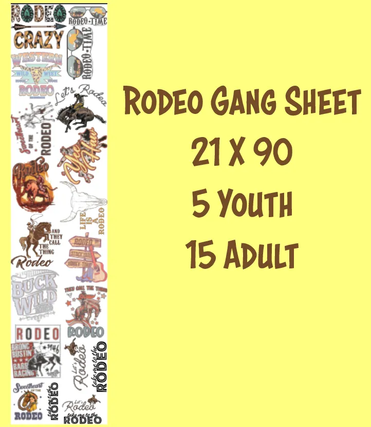 Rodeo Premade DTF Gang Sheet 21 x 90