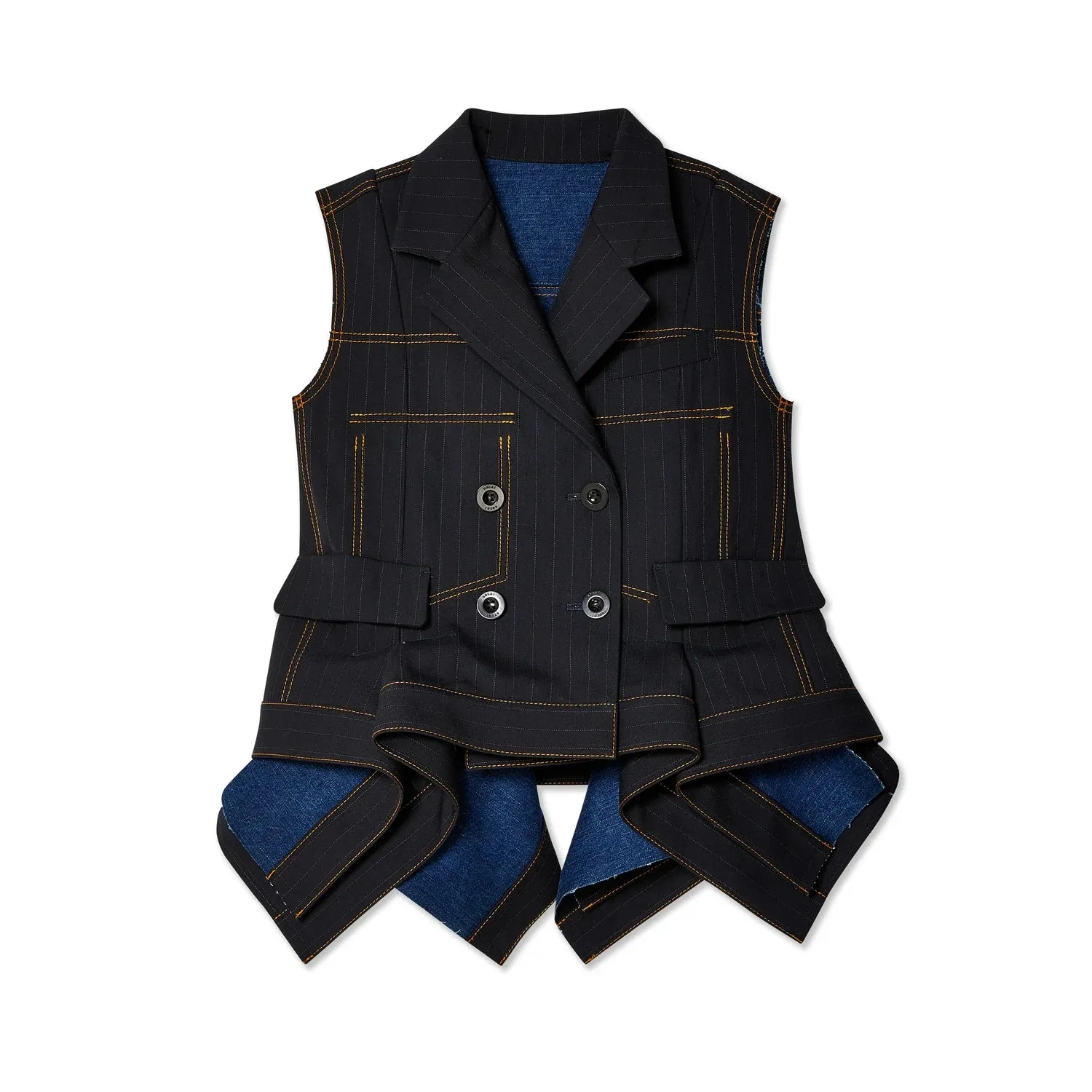 Sacai  Women's Chalk Stripe Bonding Vest 201 Navy 