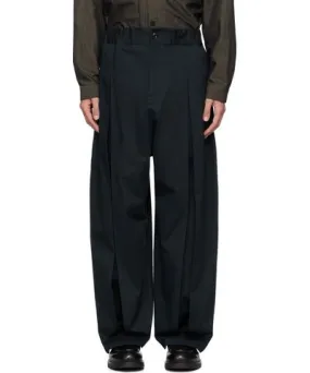 SAGE NATION Navy Box Pleat Trousers