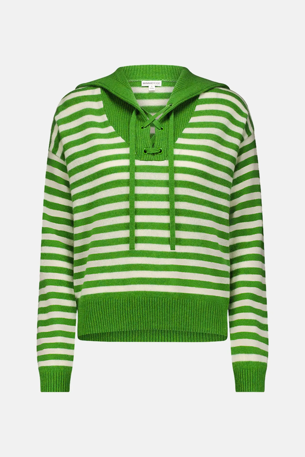 Sailor Collar Striped Pullover Golf Green/White