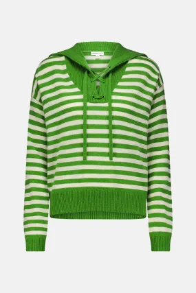 Sailor Collar Striped Pullover Golf Green/White