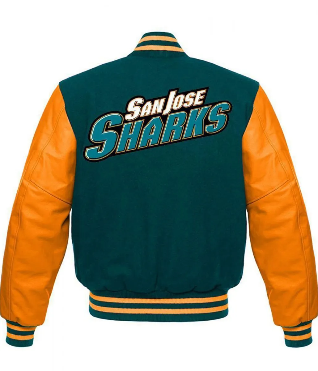 San Jose Sharks NHL Varsity Green and Orange Jacket