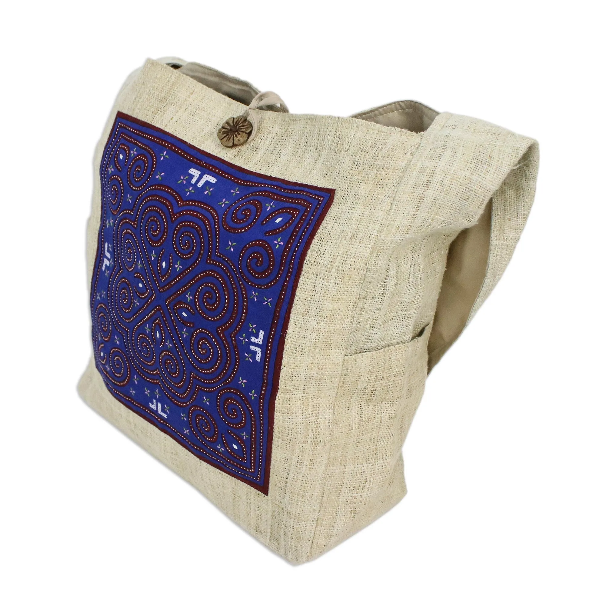 Sapphire Lotus Hemp shoulder bag