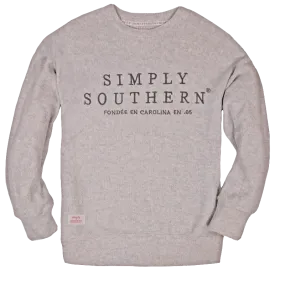 Simply Southern Grey Terry Pullover Soft Crew Sweatshirt