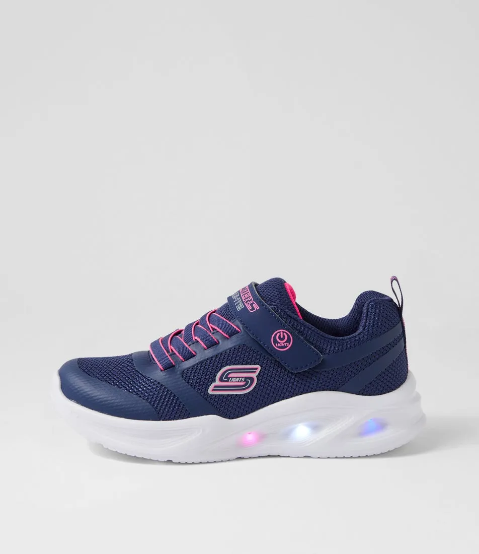 SKECHERS Sola Glow Jnr Navy Fabric Sneakers