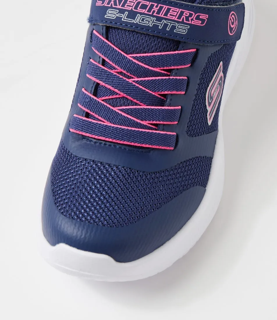 SKECHERS Sola Glow Jnr Navy Fabric Sneakers