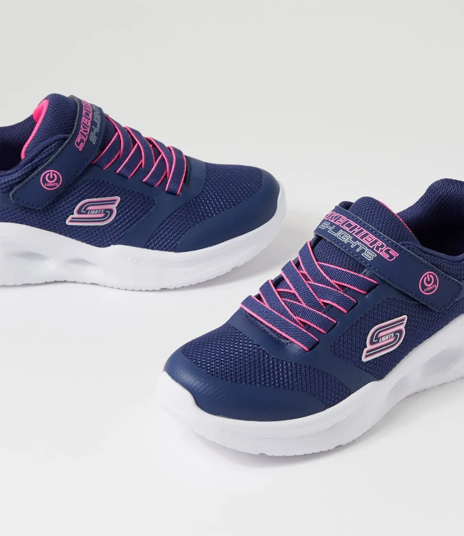 SKECHERS Sola Glow Jnr Navy Fabric Sneakers