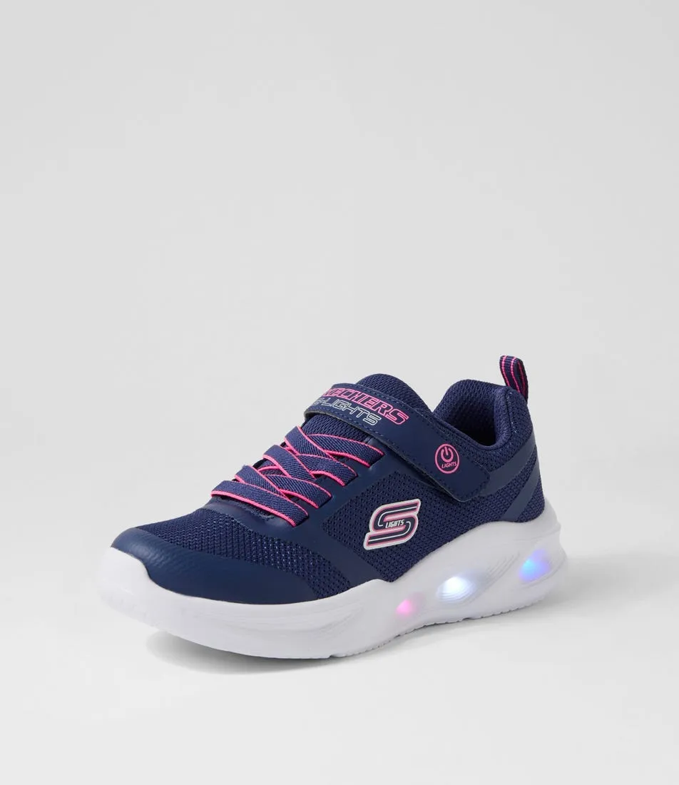 SKECHERS Sola Glow Jnr Navy Fabric Sneakers