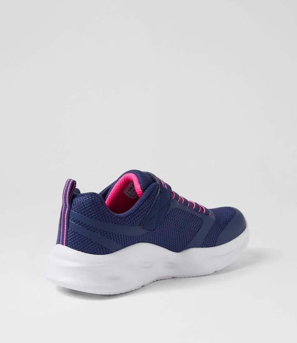 SKECHERS Sola Glow Jnr Navy Fabric Sneakers