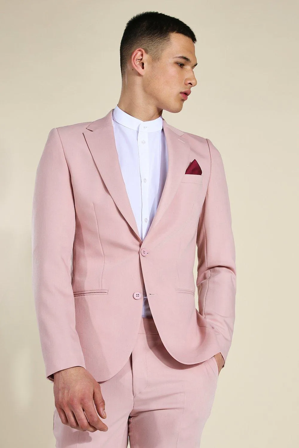 Skinny Light Pink Single Breasted Jacket