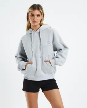 Subtitled Pocket Front Oversized Hoodie Grey Marle