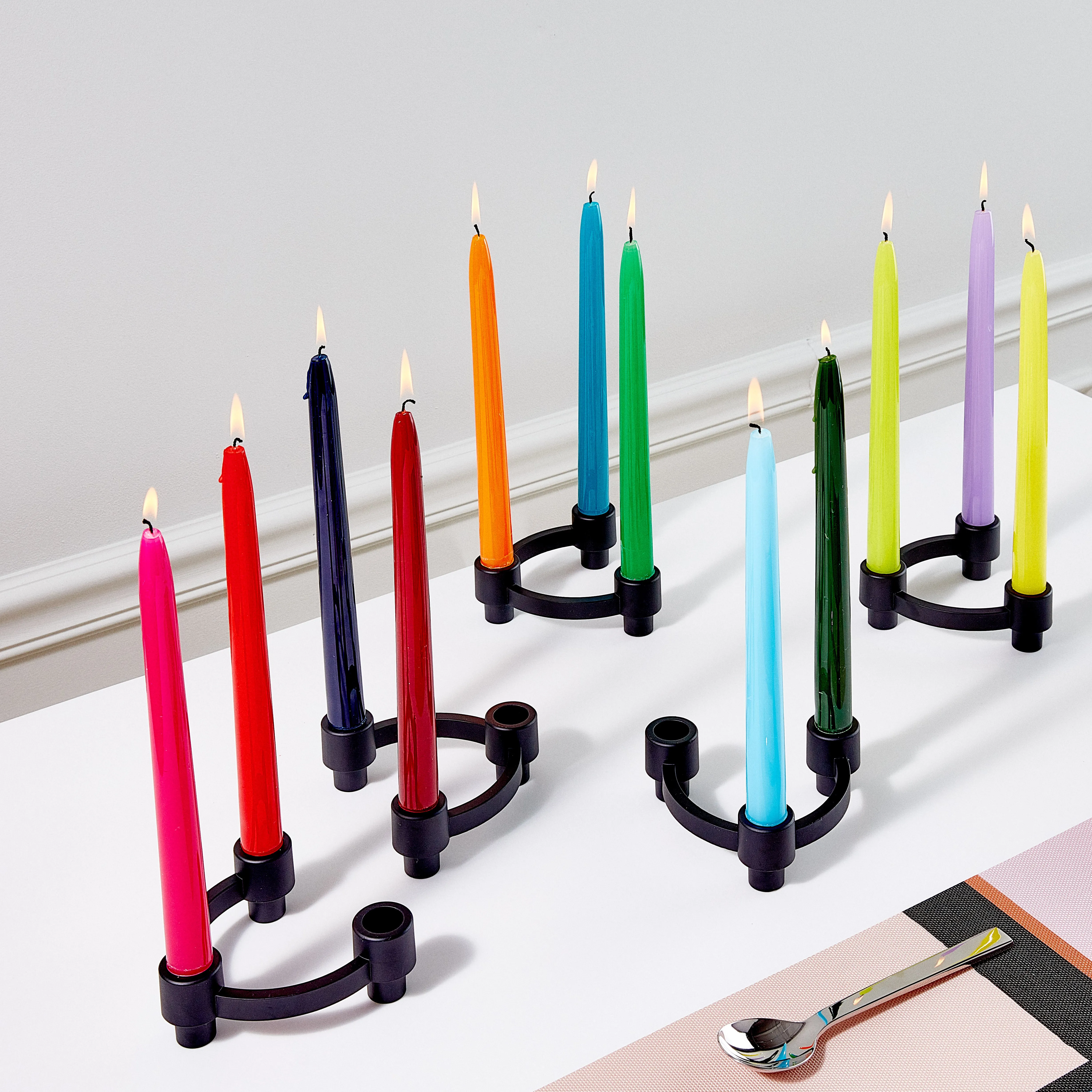 Tapered Rainbow Candles - Set of 12