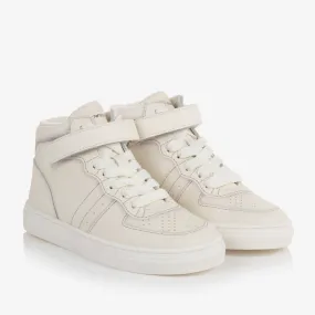 Teen Boys Ivory Leather High-Top Trainers