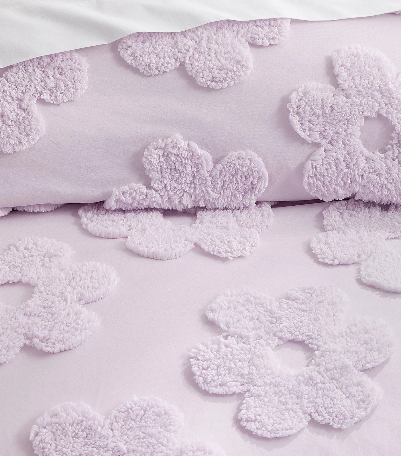 Textured Daisy Jacquard Duvet Cover and Shams, Lilac