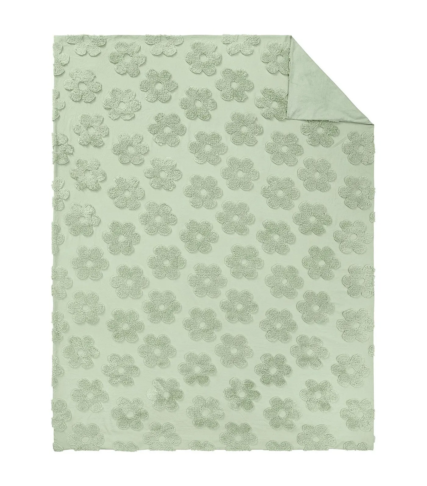 Textured Daisy Jacquard Duvet Cover and Shams, Sage