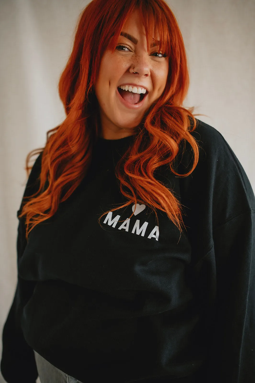 The Mama Heart Pullover Sweatshirt - Black - PLUS