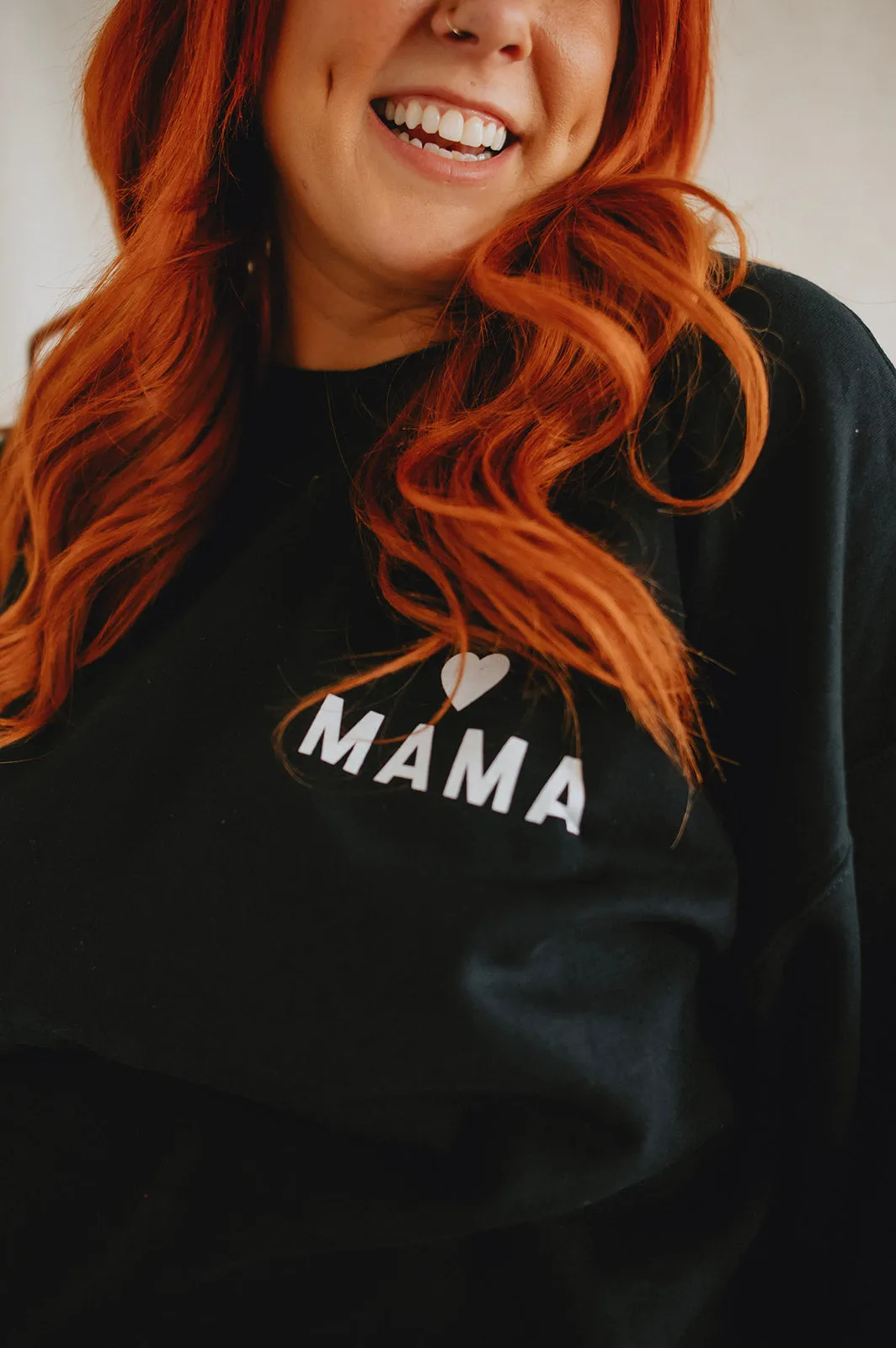 The Mama Heart Pullover Sweatshirt - Black - PLUS